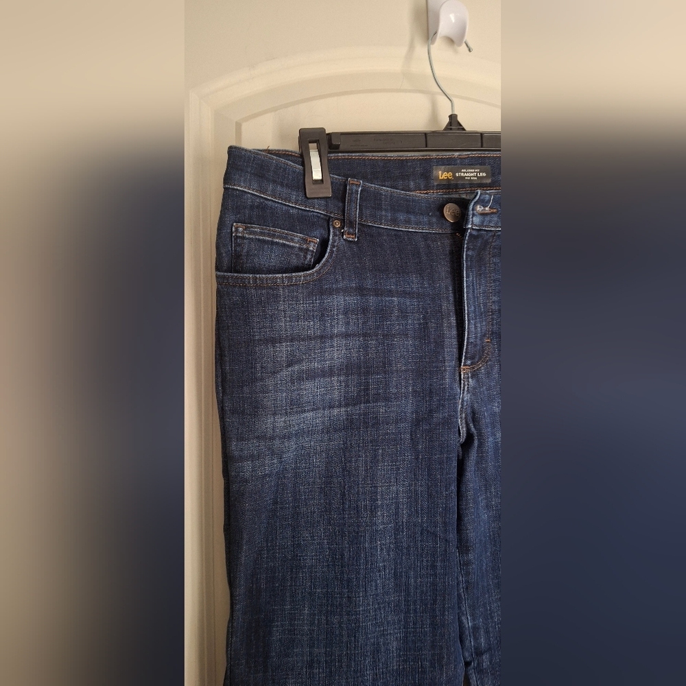 Lee Relaxed Fit Straight LegWomen's Blue Jeans Mid Rise Sz 12M Boho Casual